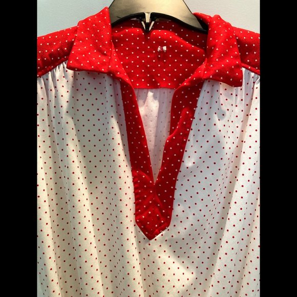 Vintage White & Red Polka Dot Sleeveless Dress Sz S/M Full Circle Skirt - Picture 10 of 13